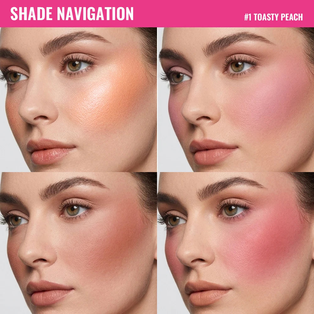 4-Color Matte Blush Palette with Makeup Brush - 5