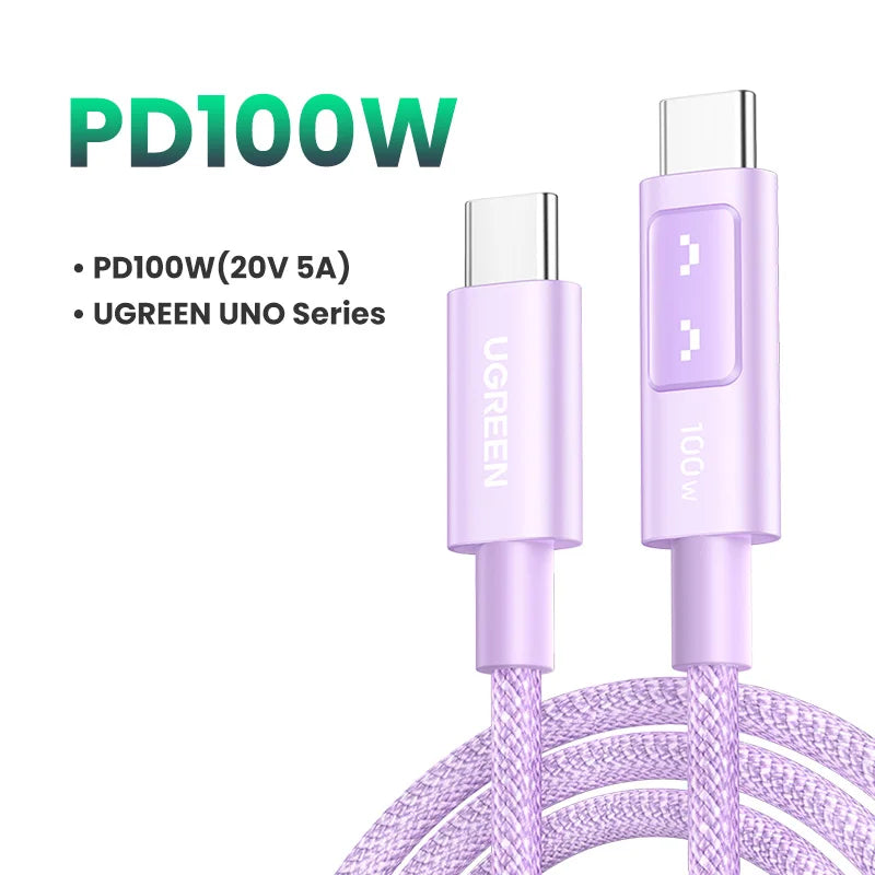 100W USB-C Fast Charging Cable with LED Emoji Display