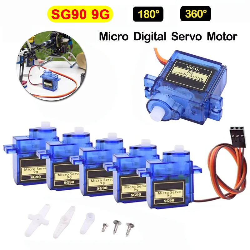 10PCS SG90 9G Micro Servo Motor for RC Robot Arm 180 or 360 Degree