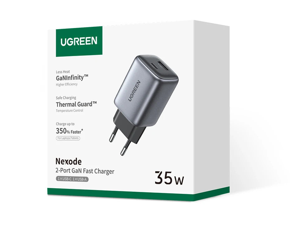 35W Dual Port GaN Fast Wall Charger for iPhone and Android