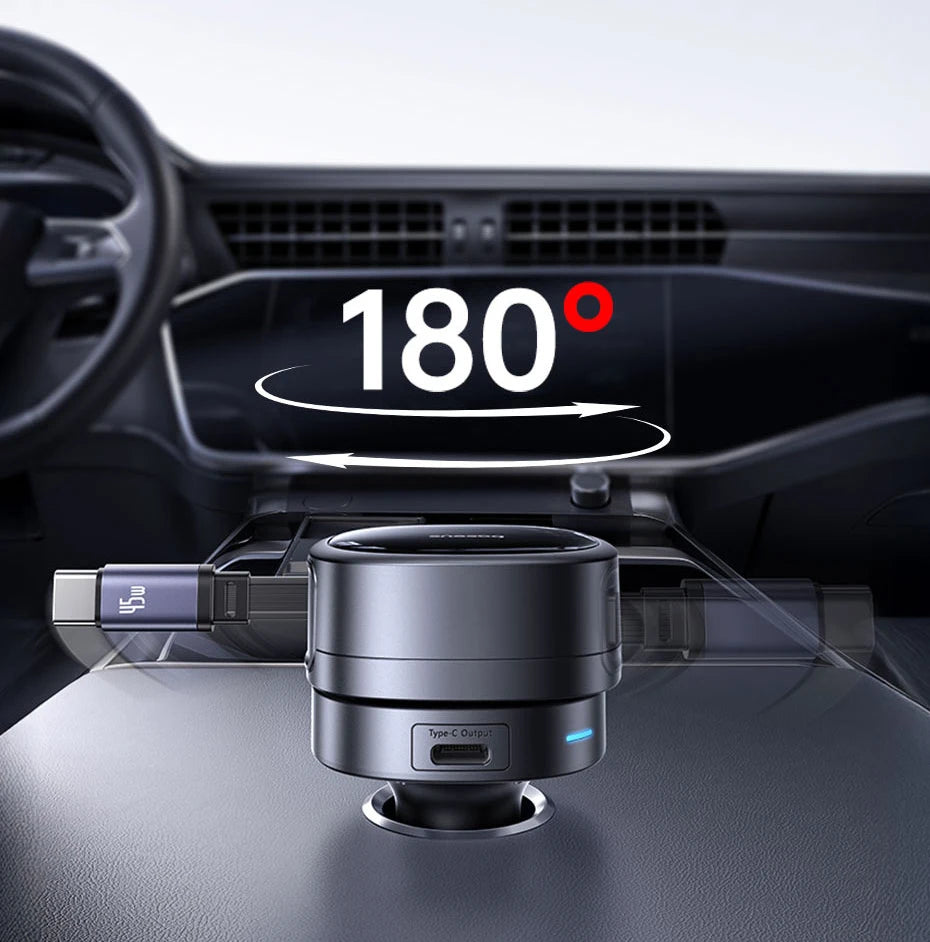 60W Retractable Fast Car Charger with 3 Ports - 9