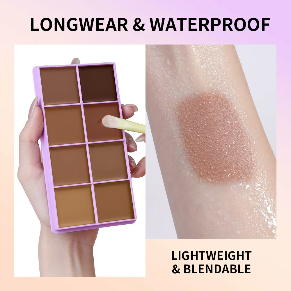 8-Shade Cream Concealer Palette for Full Coverage and Contouring - 14
