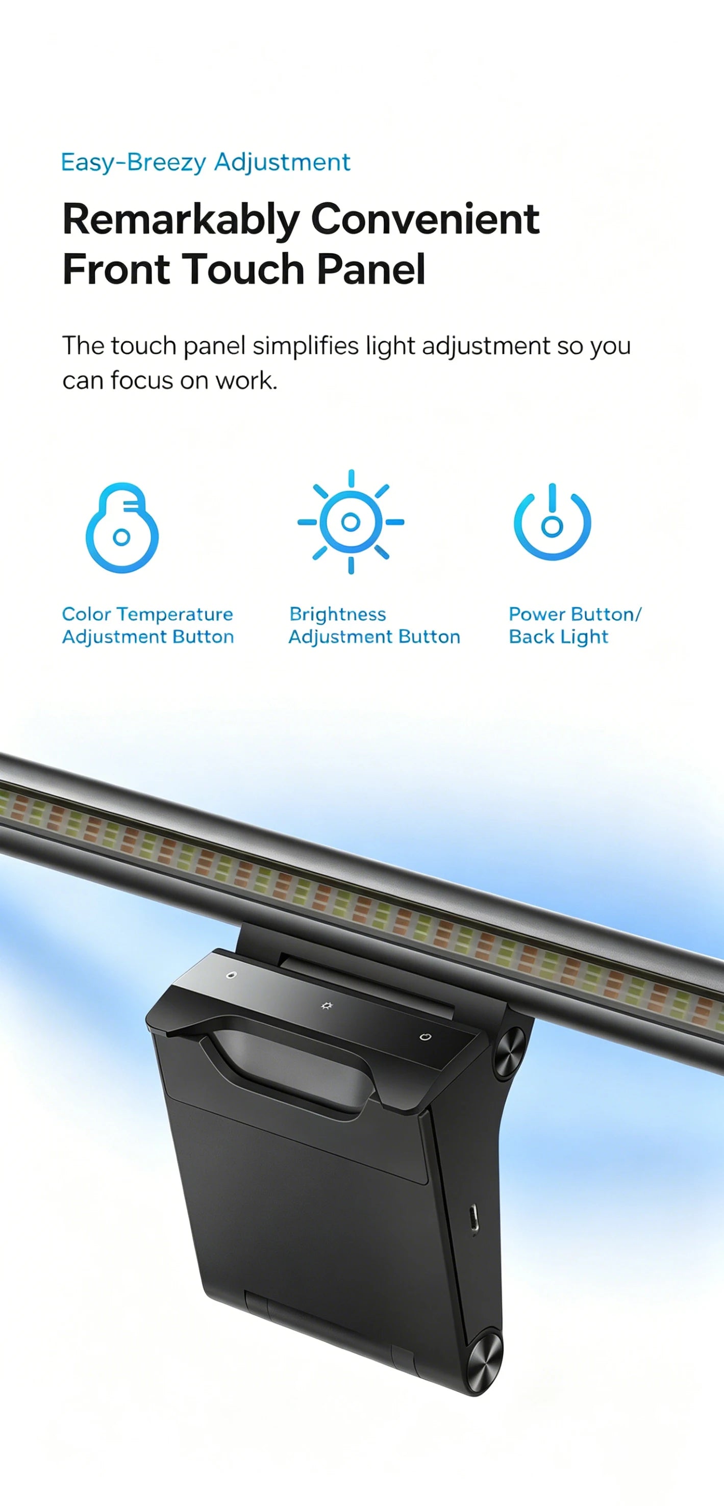 Adjustable LED Monitor Screen Hanging Light Bar - 18