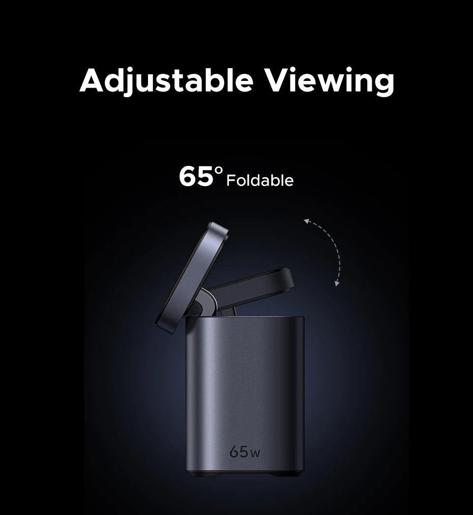 65W Desktop Charger with 15W Qi2 Magnetic Wireless Charging Stand