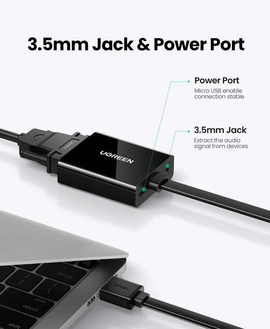 HDMI to VGA Adapter with 3.5mm Audio Jack 1080P - 8
