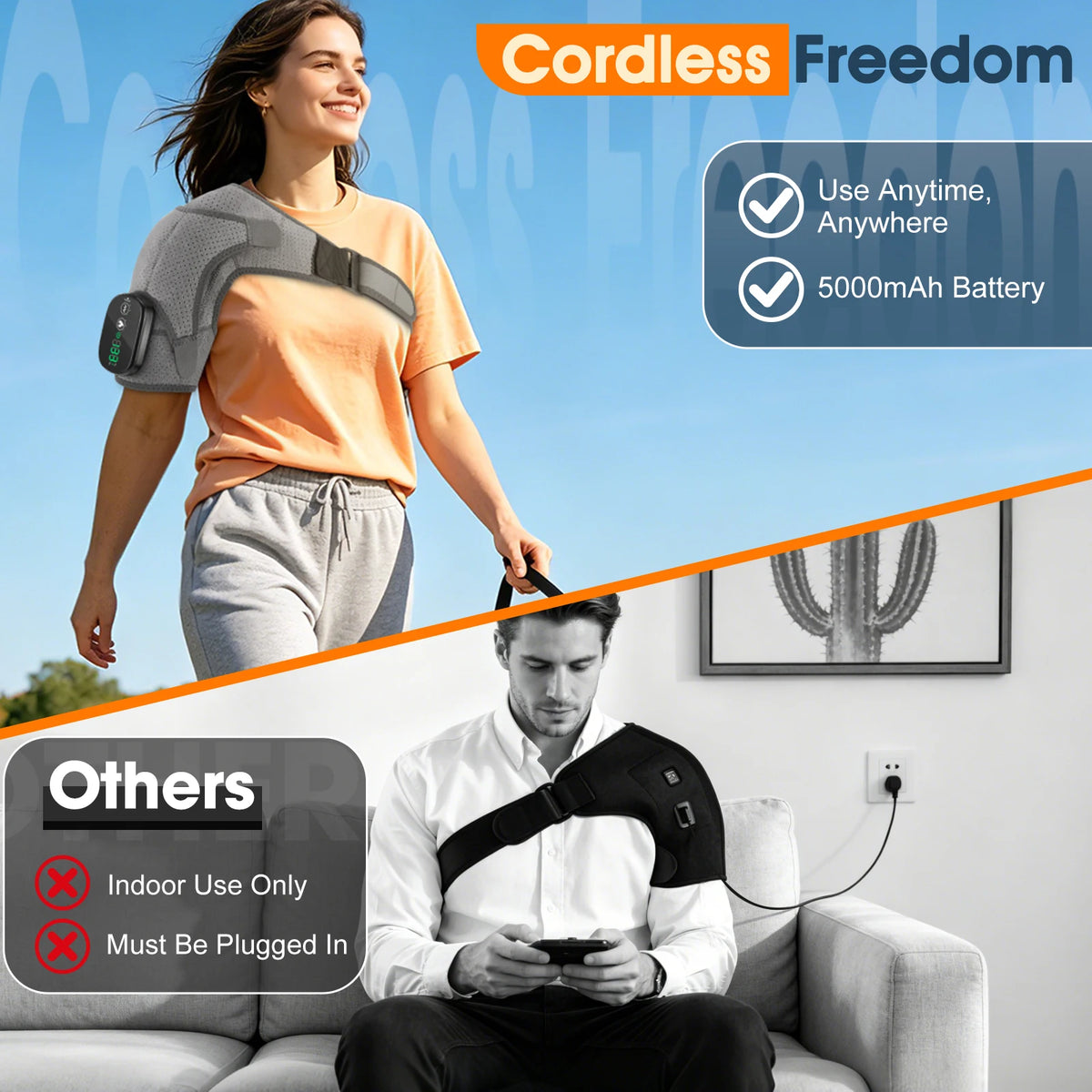 Cordless Heated Shoulder Massage Wrap with Vibration