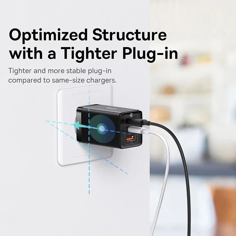 65W GaN Fast Charger with Dual Type-C and USB Ports - 5