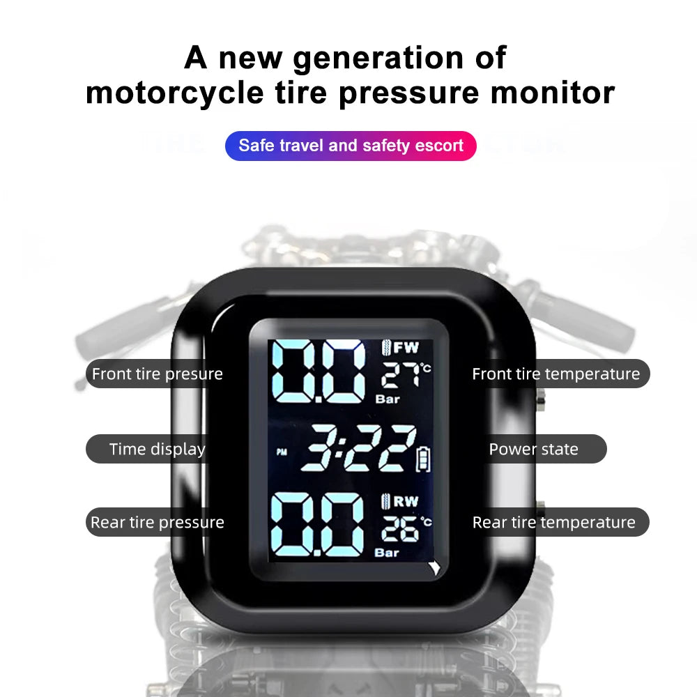 Motorcycle Tire Pressure Monitoring System with 2 External Sensors