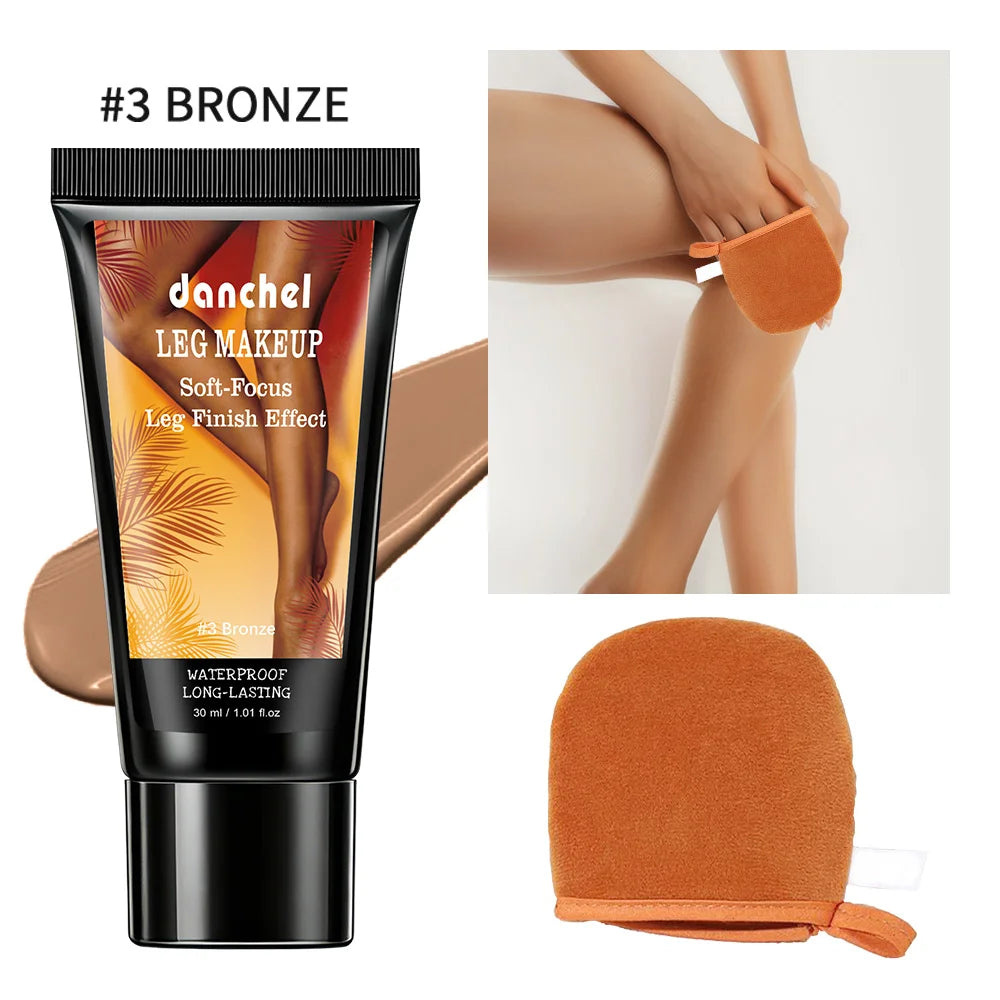 Waterproof Leg and Body Foundation with Application Glove