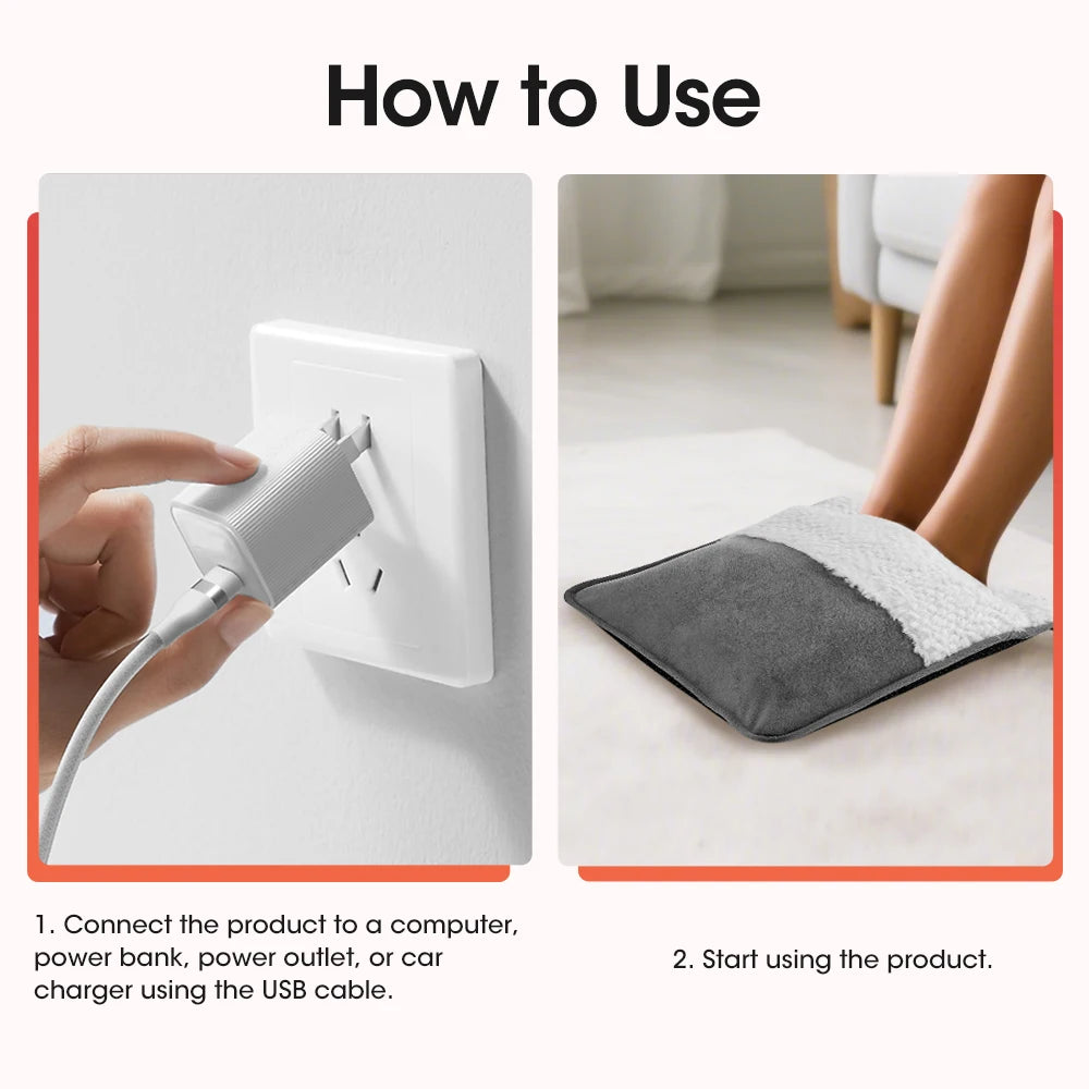 USB Electric Heated Foot Warmer for Home and Office - 12