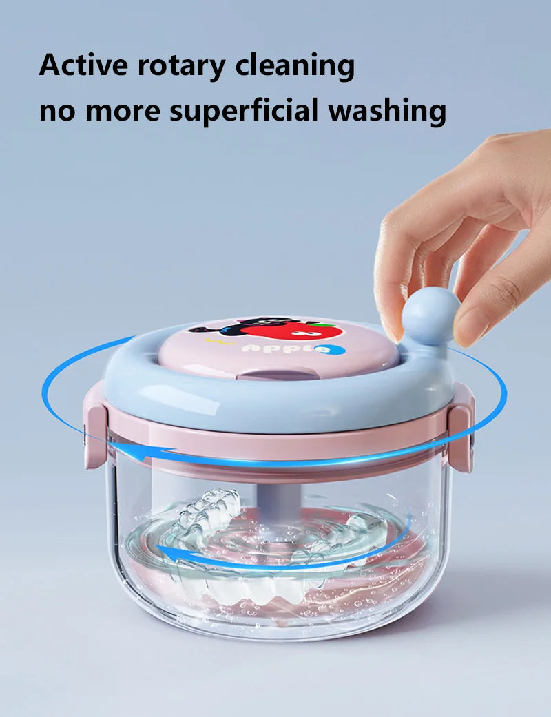 Rotary Denture Cleaning and Storage Container with Drainage Tray - 7
