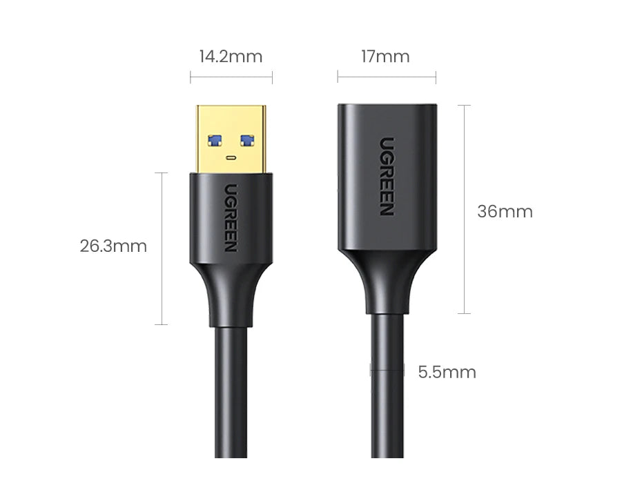 USB 3.0 Male to Female Extension Cable for Data Transfer