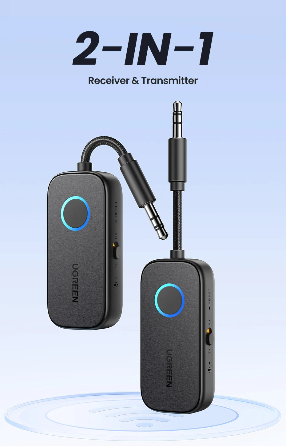 2-in-1 Bluetooth 5.2 Transmitter and Receiver for Audio Aux