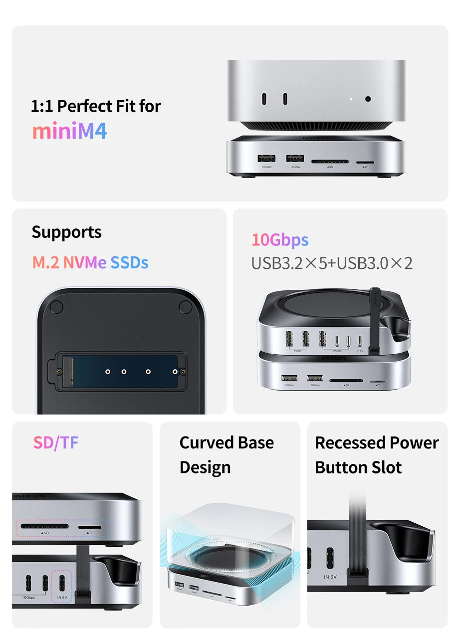 11-in-1 Docking Station with NVMe SSD Enclosure for Mac Mini - 9