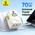 70W Universal GaN Travel Adapter with Fast Charging Ports
