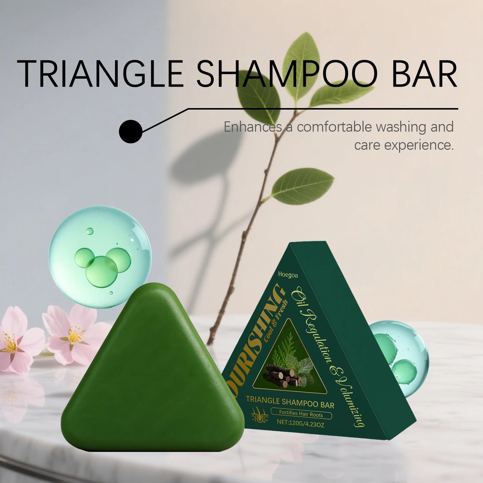 Herbal Triangle Hair Growth Shampoo Bar - 10