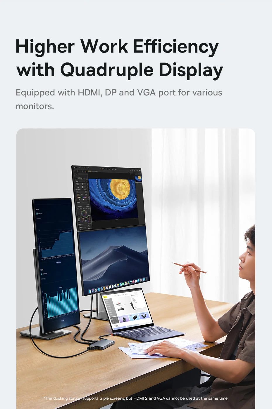 13-in-1 USB-C Hub with 4K Quadruple Display and 100W PD Charging - 11