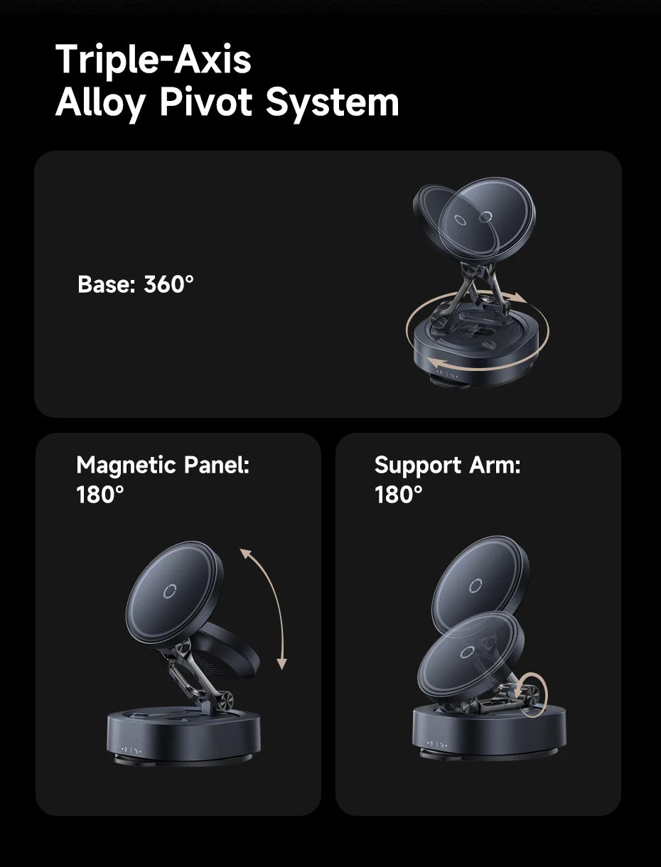 Magnetic Wireless Charging Car Mount with Vacuum Suction - 25