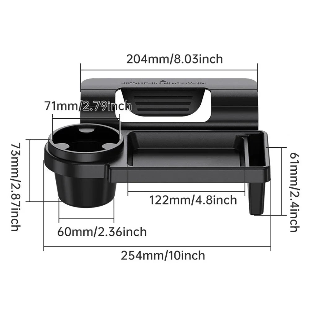 Car Window Hanging Storage Organizer Tray with Cup and Phone Holder