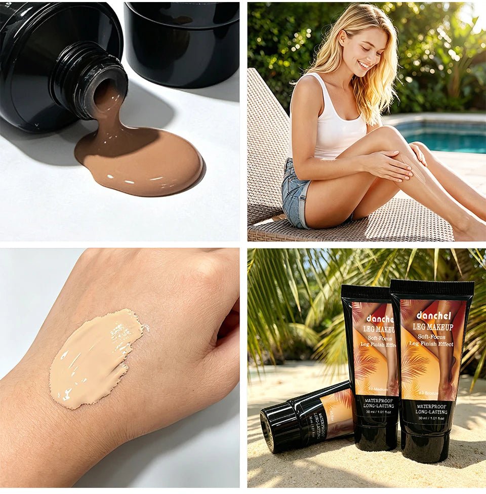 Waterproof Leg and Body Foundation with Application Glove