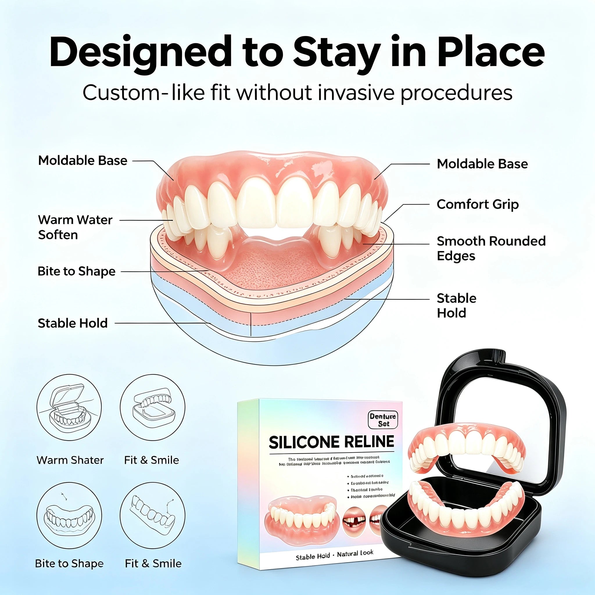 Comfort Fit Silicone Denture Set for Natural Smile - 11