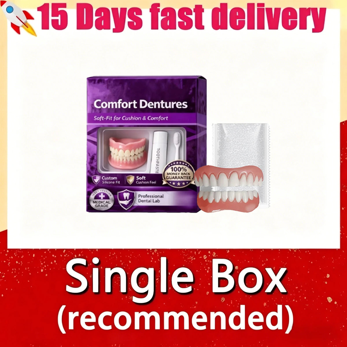 Comfort Silicone Denture Set for Instant Smile and Oral Care