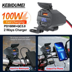 Motorcycle 100W Bidirectional USB Charger with Voltmeter and Switch
