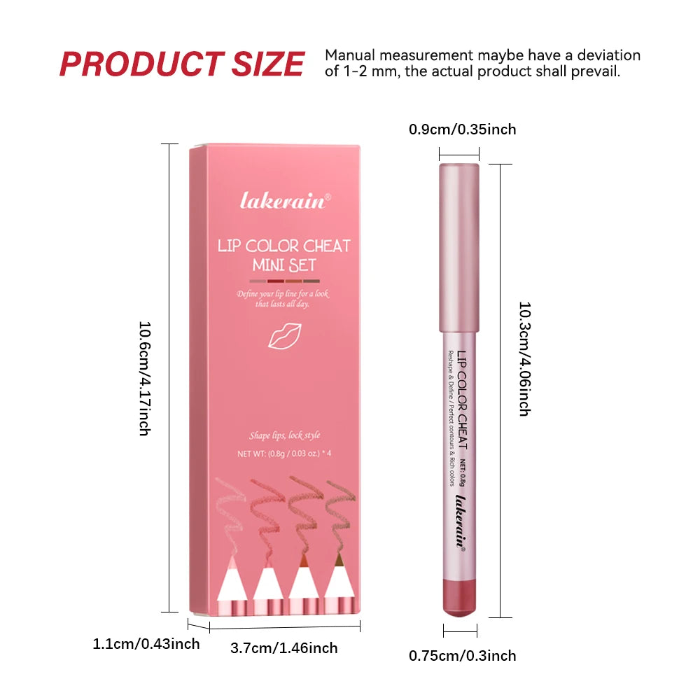 Waterproof Matte Lip Liner Pencil Set - 8