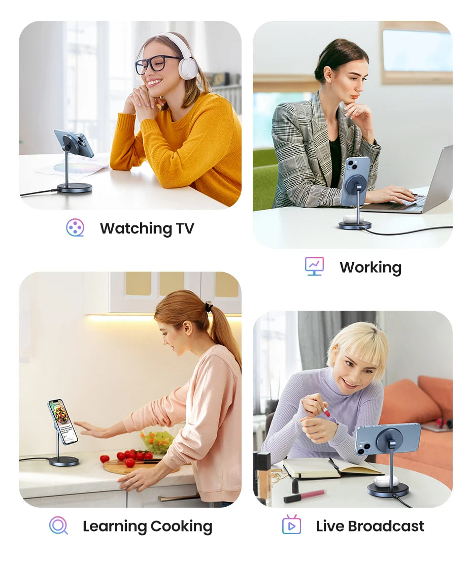 2-in-1 Magnetic Wireless Charging Stand for iPhone and Earbuds - 13