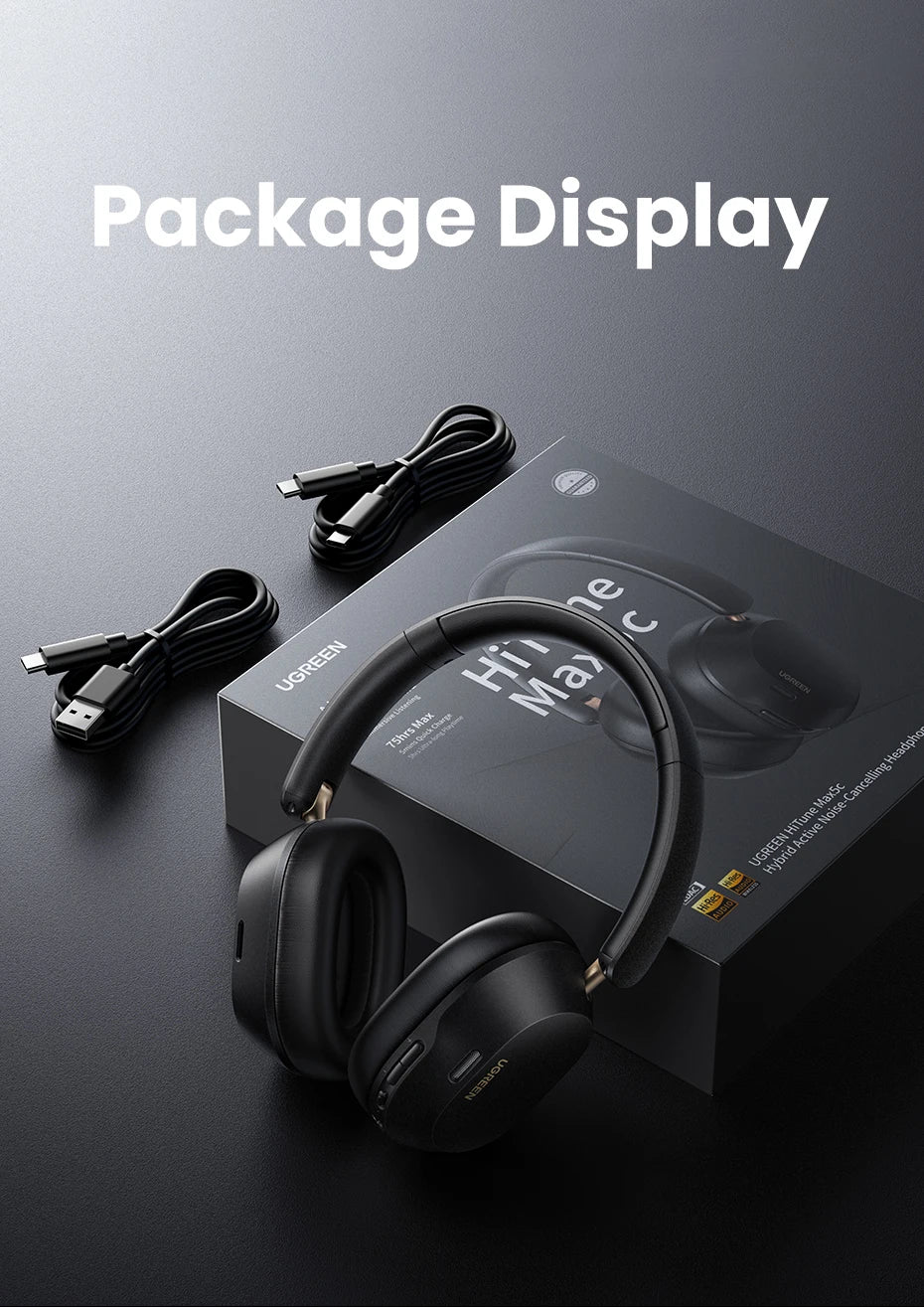 Active Noise Cancelling Wireless Headphones with 75H Battery