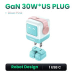 100W GaN Fast Wall Charger with Robot Display for Laptops and Phones