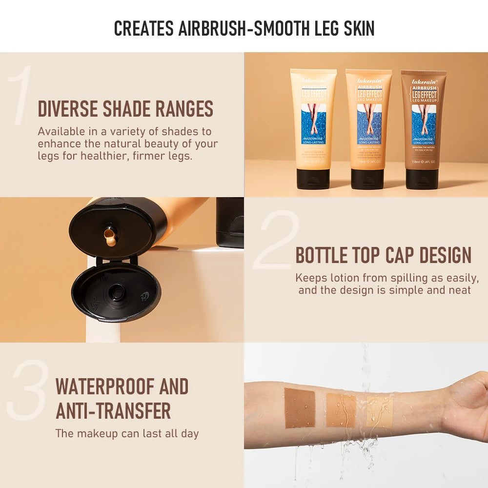 Waterproof Leg Makeup Foundation with Application Glove