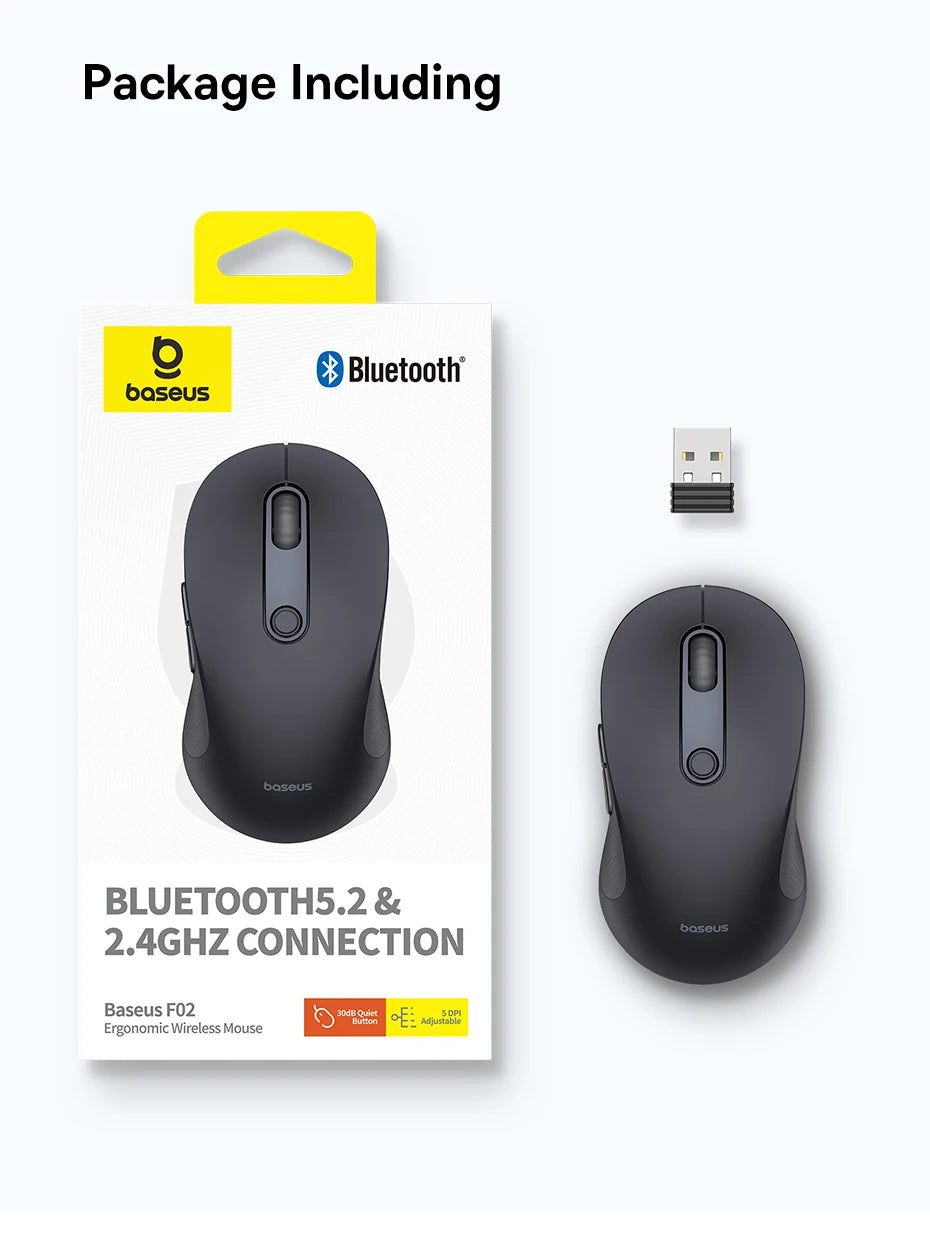 Ergonomic Bluetooth 5.2 & 2.4G Wireless Mouse with 4000DPI
