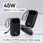 45W Fast Charging Power Bank with Built-in Cables