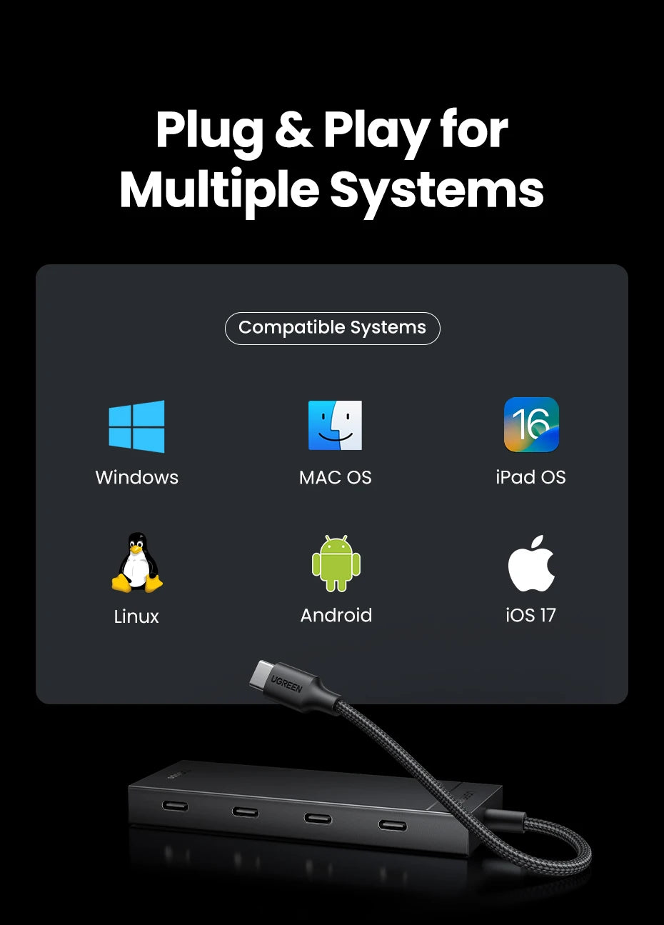 4-Port USB-C 3.2 Gen 2 Hub 10Gbps Multiport Adapter - 18