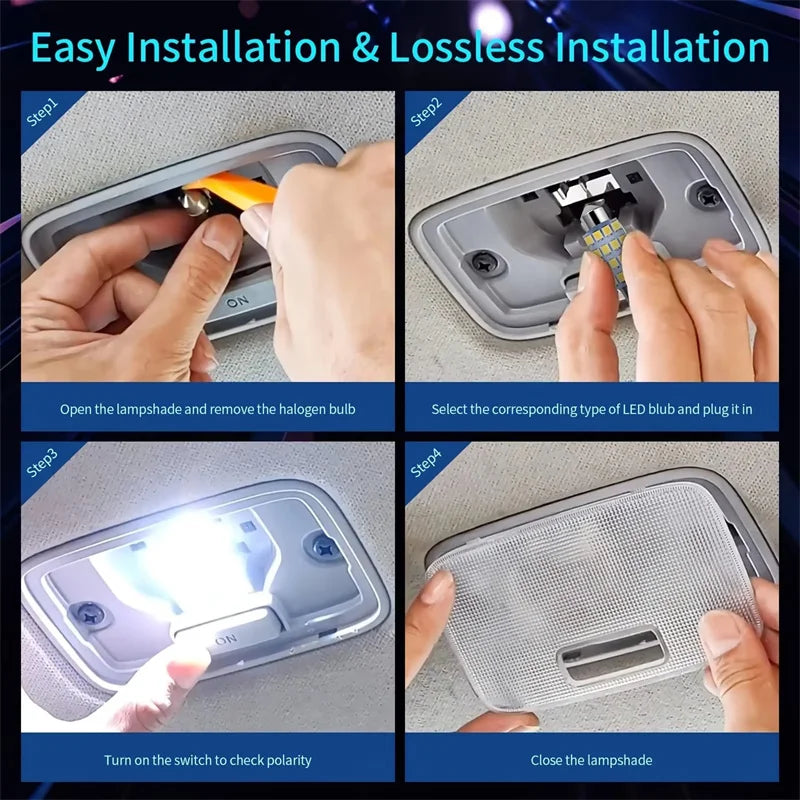 42 Piece 12V LED Interior Car Light Bulb Kit T10 and 1156 Assortment