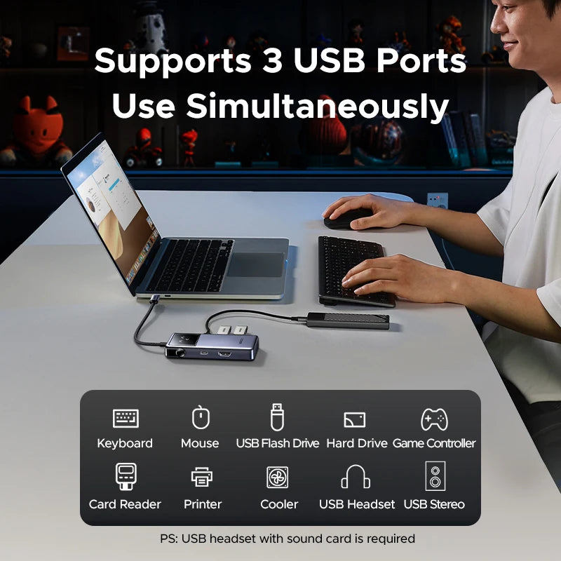 5-in-1 USB-C Hub with 4K 60Hz HDMI and 100W Power Delivery