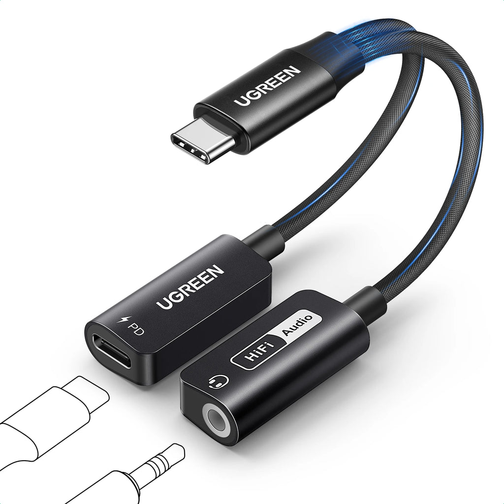 USB-C to 3.5mm Audio Adapter with 60W Fast Charging