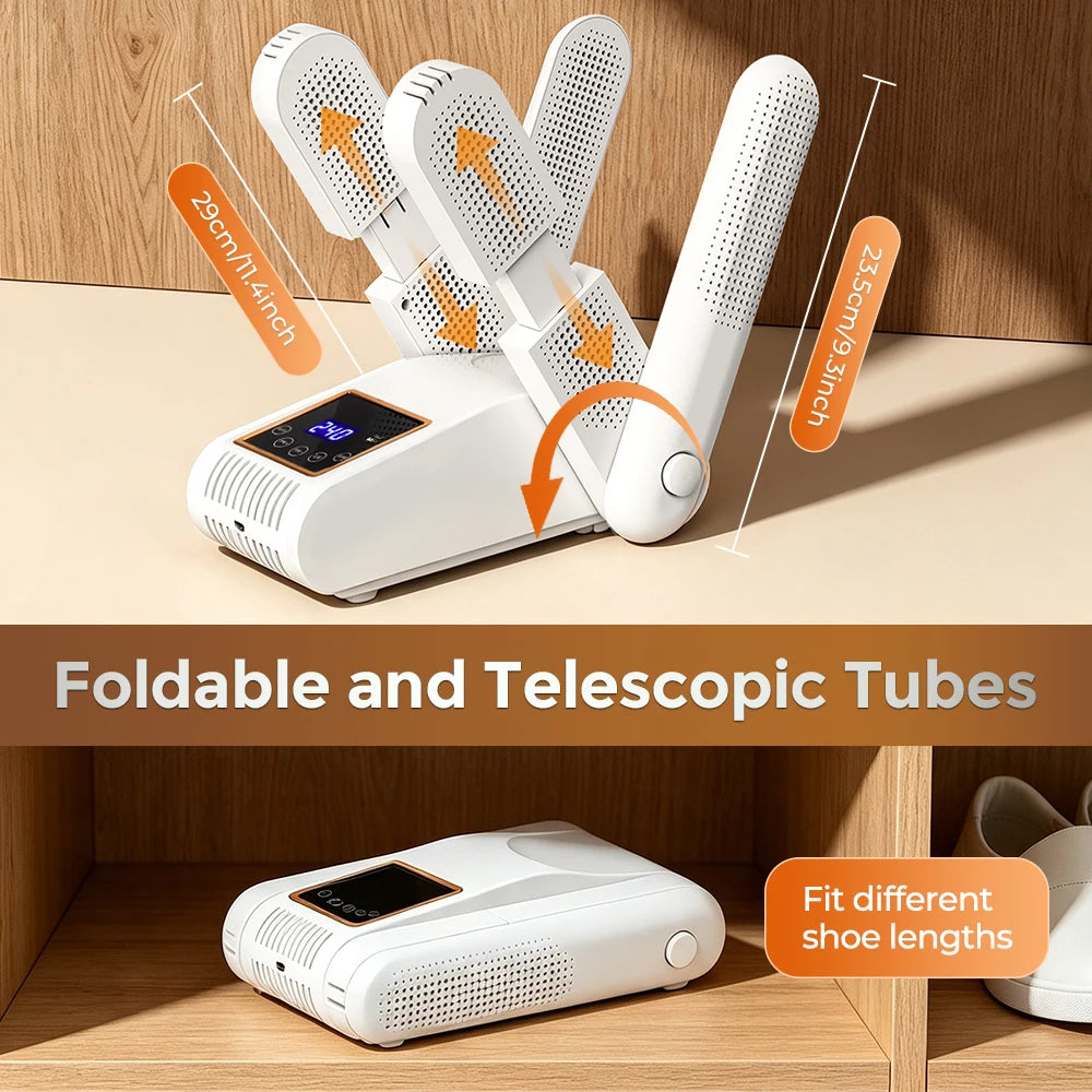 Foldable 4-Tube Electric Shoe and Boot Dryer with UV Sterilization - 6