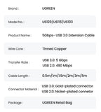 USB 3.0 Male to Female Extension Cable for Data Transfer