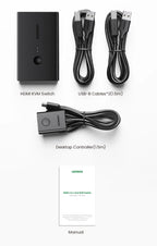 4K 60Hz HDMI KVM Switch for 2 PCs Sharing Keyboard Mouse and Monitor