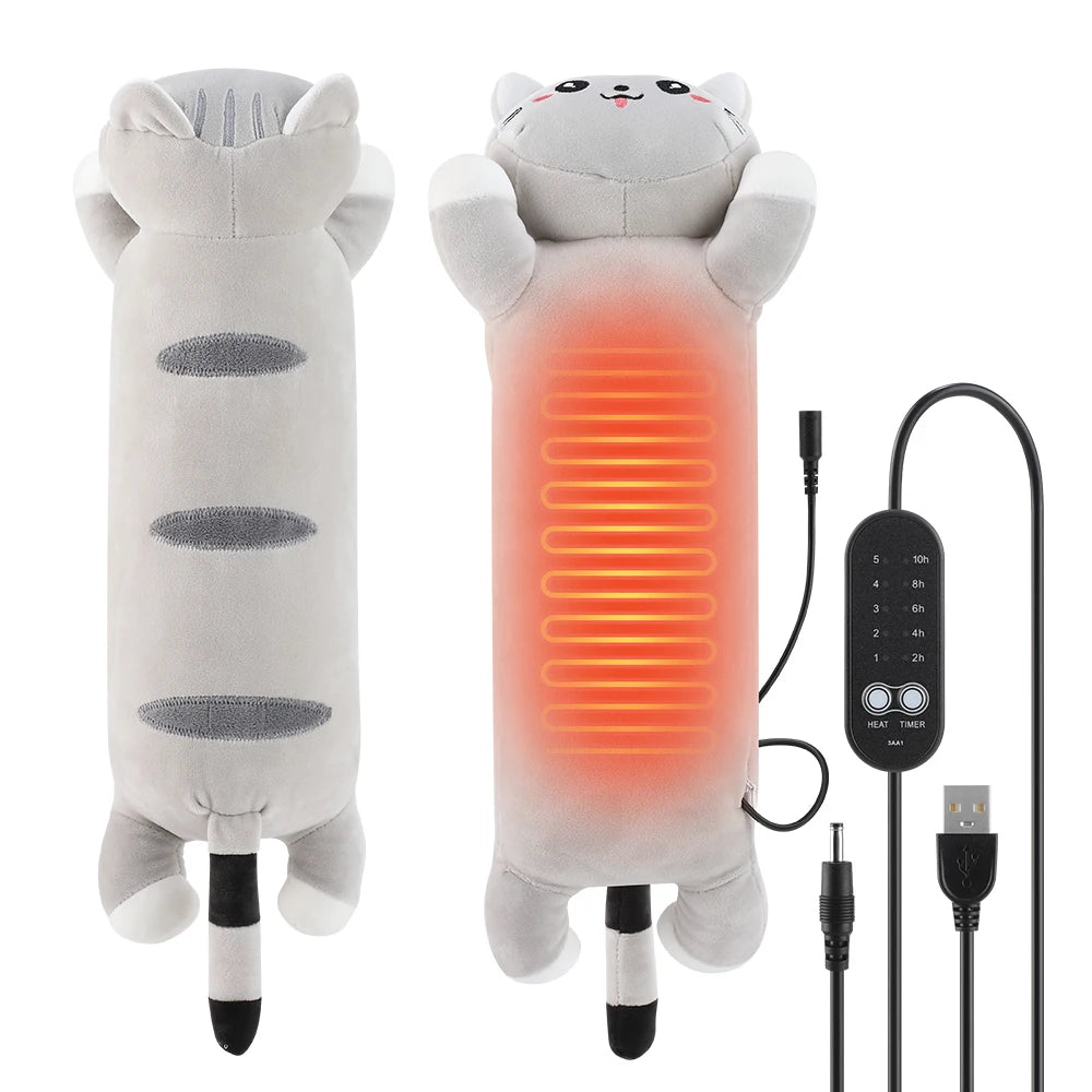 USB Heated Cat Plush Pillow for Pain Relief - 1