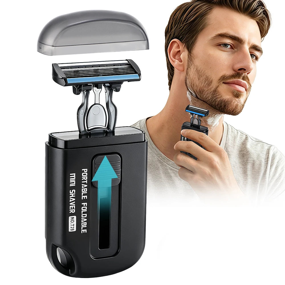 Portable Men's Retractable Manual 6-Layer Blade Shaver - 1