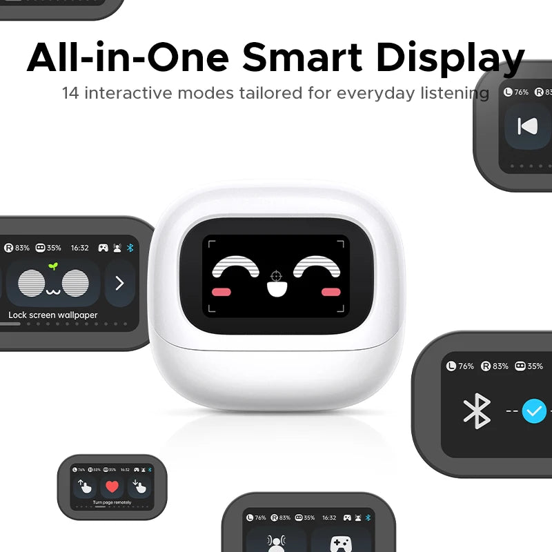 Wireless Noise Cancelling Earbuds with Smart LCD Touch Case