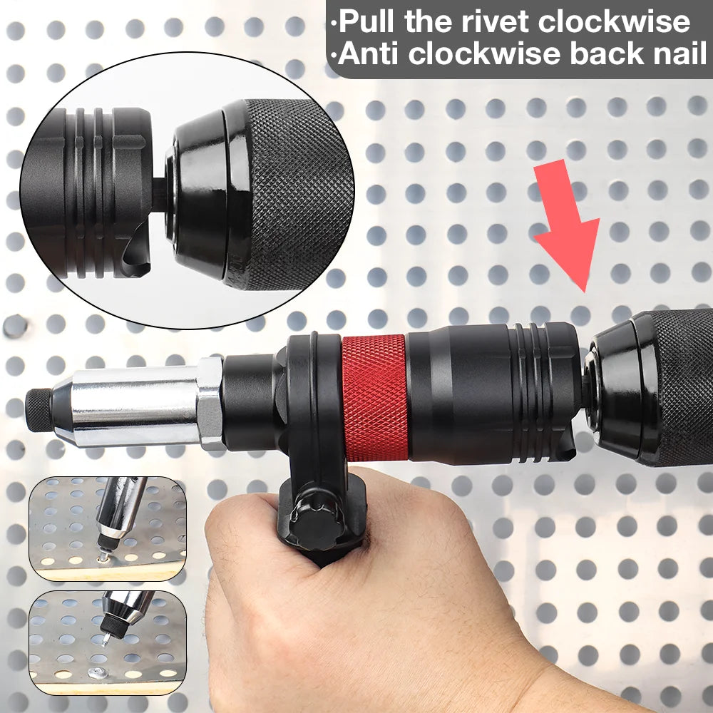 Electric Drill Rivet Gun Adapter for 2.4mm-6.4mm Rivets - 5