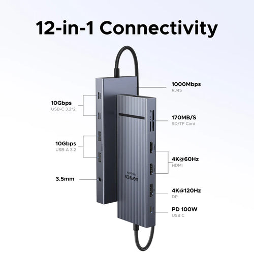 12-in-1 USB-C Triple Display Docking Station for Laptops