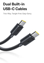 10000mAh Portable Power Bank with Dual Built-in USB-C Cables