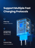 65W GaN Fast Wall Charger with Triple USB-C and USB-A Ports