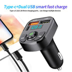 Bluetooth 5.0 FM Transmitter Car Radio Kit with Type C and Dual USB