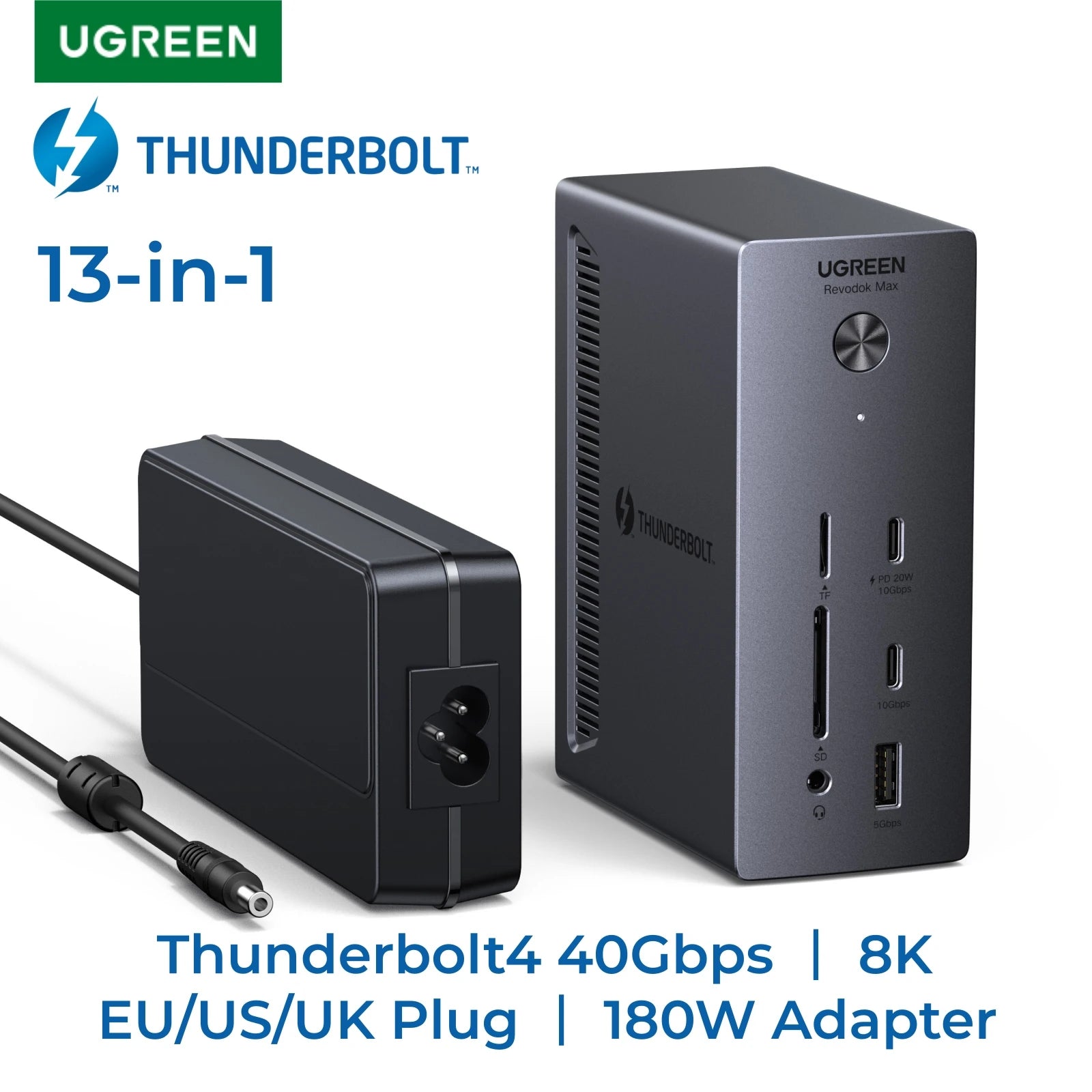 13-in-1 Thunderbolt 4 Docking Station 40Gbps 8K Dual Display Hub - 1
